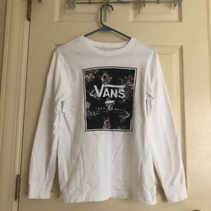 White long sleeve Vans t-shirt w/ floral detail